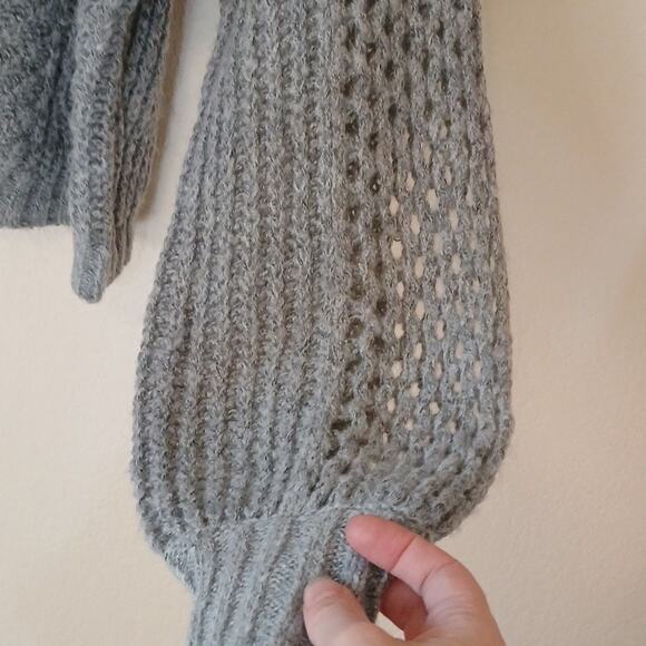 Amuse Society gray bell sleeve open knit sweater - Picture 4 of 6